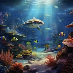 Wall Mural - underwater sea aquarium environment