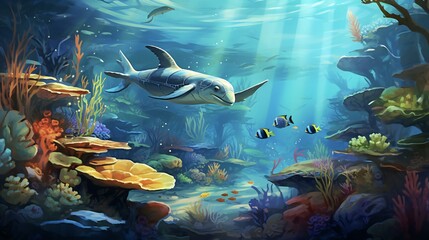 Wall Mural - underwater sea aquarium environment