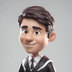 Poster - 3d illustration of a cute cartoon boy in a suit and tie