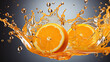 fresh orange slice  splash in water