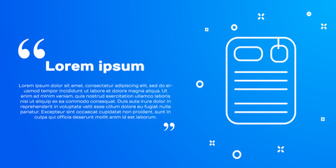 Poster - White line Dossier folder icon isolated on blue background. Vector