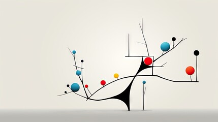 Wall Mural -  a picture of a tree with a bunch of balls hanging from it's branches and a white wall in the background.