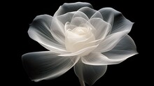  A Black And White Photo Of A Flower On A Black Background With A White Rose In The Middle Of The Petals.