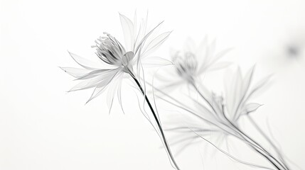 Canvas Print -  a black and white photo of a flower with a blurry image of the flower on the right side of the picture.