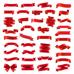 Wall Mural - red ribbons set