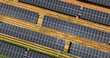 Aerial view, solar panels above crops ensuring fresh vegetables for the city