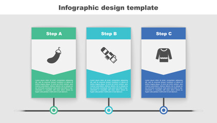 Sticker - Set Eggplant, Winter scarf and Sweater. Business infographic template. Vector