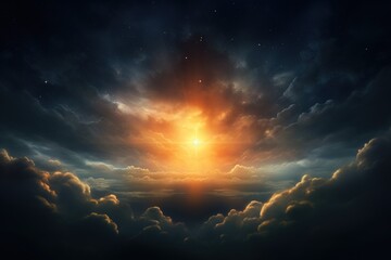 Wall Mural - a single star shining brightly in a break between clouds