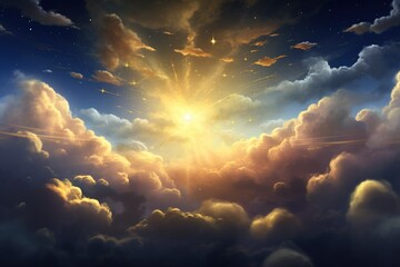 Wall Mural - a single star shining brightly in a break between clouds