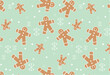 Gingerbread Man Pattern For Winter Holiday, Christmas, Background, Seamless Pattern, Wallpaper