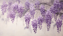 Wisteria Branches On A White Background Wallpaper