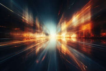 Blurred light streaks on dark backdrop