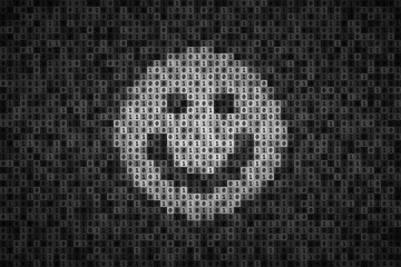 Wall Mural - Happy smiling face icon made from 0 and 1 symbols of binary code