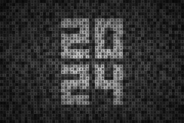 Wall Mural - Number 2024 made from 0 and 1 symbols of binary code
