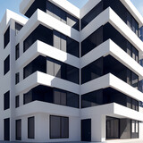Fototapeta Tulipany - Modern stylish minimalistic architecture of beautiful buildings,Generative AI