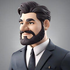 Poster - Portrait of a businessman with a mustache. 3d rendering.