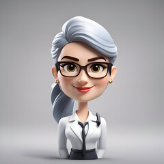 Canvas Print - Young business woman with glasses on gray background. 3d rendering.