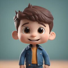 Poster - 3D illustration of a cute cartoon boy smiling and looking at the camera