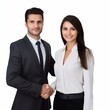 © NovaVision - Modern Business Professionals Shaking Hands, Isolated on White. Generative ai