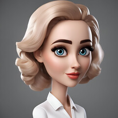 Poster - Portrait of beautiful young woman with bob hairstyle. 3d rendering