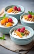 granola bowls with fruit and yogurt