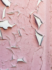 Wall Mural - Aged pink weathered metal background with cracked paint