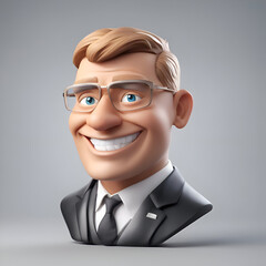 Poster - Portrait of a cheerful businessman in glasses. 3d rendering.