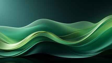 Poster - abstract green wave background