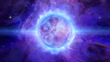 Wall Mural - looping animation of flying through glowing nebulae clouds and stars field. seamless loop galaxy exp