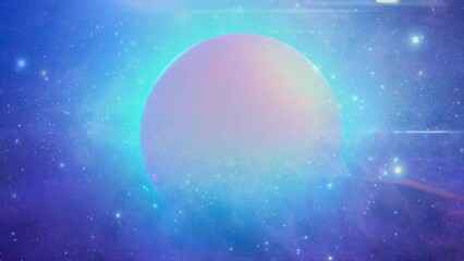 Wall Mural - looping animation of flying through glowing nebulae clouds and stars field. seamless loop galaxy exp