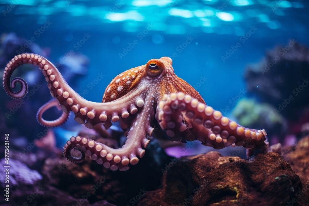 octopus swimming underwater in the sea water Stock Illustration | Adobe ...
