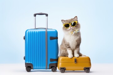 Wall Mural - Cute cat dressed as a vacation tourist