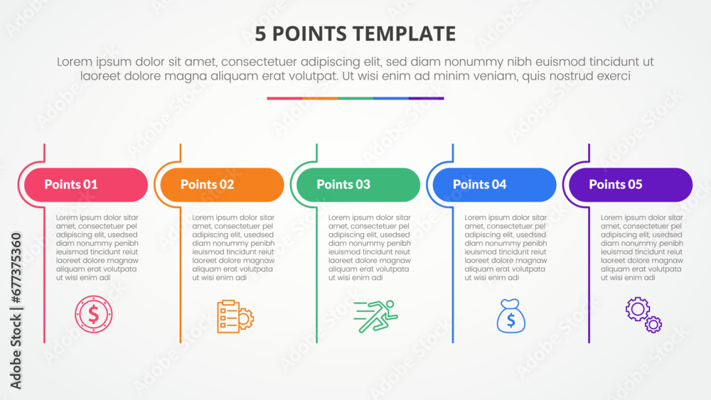 5 points stage template infographic concept for slide presentation with ...