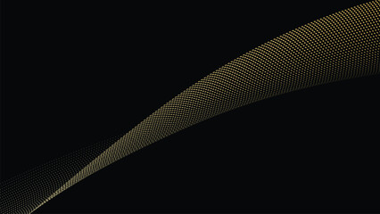 Aufkleber - Abstract geometric technology background. Gold dotted curve or wave.