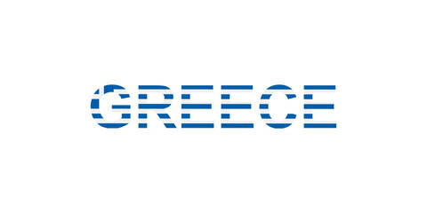 Wall Mural - Letters Greece in the style of the country flag. Greece word in national flag style.