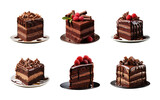 Fototapeta Pokój dzieciecy - Collection set of sweet and tasty chocolate cake isolated on a transparent background, cut out
