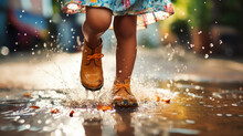 Joyful Little Feet Meet Puddles In A Dance Of Innocence And Delight