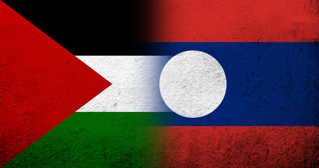 Wall Mural - Flag of Palestine and The Lao People's Democratic Republic (Laos) National flag. Grunge background