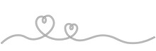 Outline Two Hearts Rope Continuous Line Art.double Heart Couple Icon