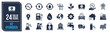 H2 hydrogen solid icons collection. Containing gas, energy, electrical, factory etc icons. For website marketing design, logo, app, template, ui, etc. Vector illustration.