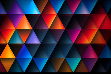 Abstract geometric pattern consisting of triangles of various sizes and transparency on a black background