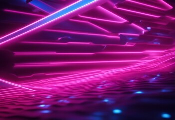 3d rendering abstract neon background with ascending pink and blue glowing lines Fantastic wallpaper