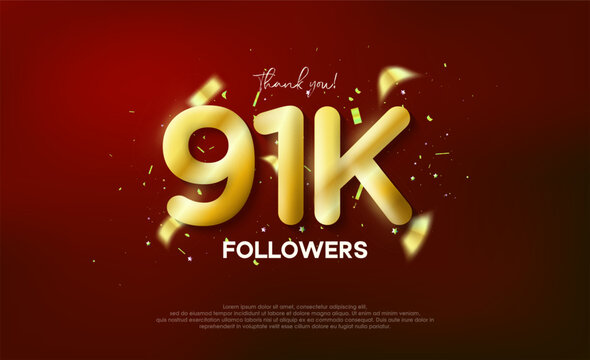 Golden metallic number thank you followers 91k.
