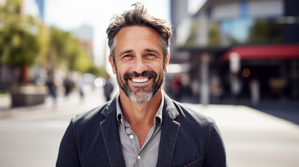 Wall Mural - Portrait of a middle-aged man in the city