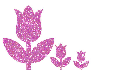 Wall Mural - Beautiful pink glitter tulip flowers i on transparent background.