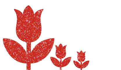Wall Mural - Beautiful red glitter tulip flowers i on transparent background.