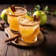 Apple cider with brown sugar rim and cinnamon stick, Christmas, Thanksgiving, Happy New Year Drinks
