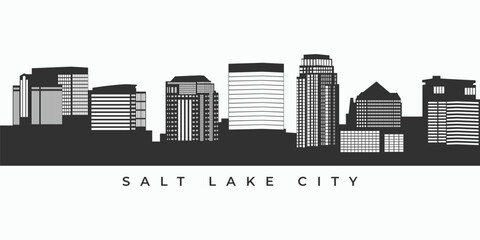 Wall Mural - Salt Lake City skyline silhouette. Utah skyscraper cityscape in vector format