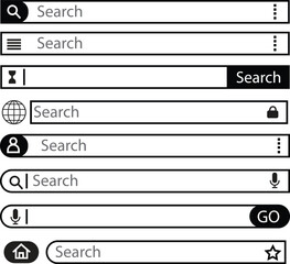 Fototapete - Set of Search Bar Icons Flat Design. Search Bar Template for User Interface, Web, App, Software. Ready Search Form Vector Illustration isolated on transparent background.