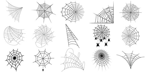 Wall Mural - Spiderweb set.Web spider cobweb icons set. Spider icon set.Outline set of spider vector icons for web design isolated on white background.